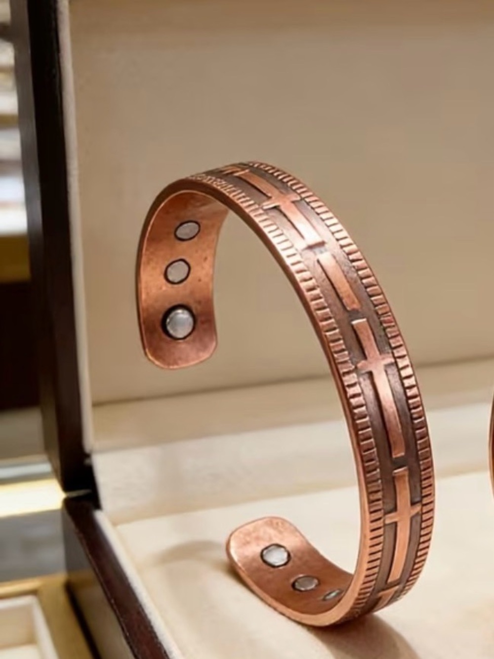 Western Bracelet Copper Magnetic Cuff Bracelet for  - Vintage Copper Finish